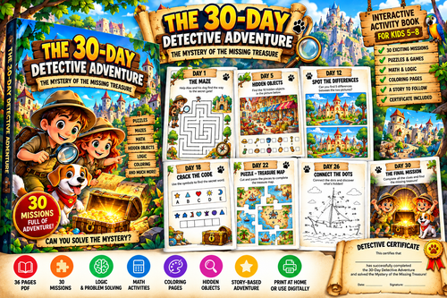 30-Day Detective Adventure – Printable Mystery Activity Book for Kids